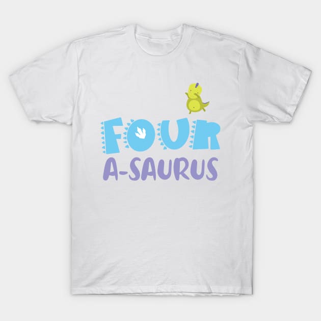 Family Dinosaur Matching 4th Birthday four-A-Saurus Gift For Boys Kids toddlers T-Shirt by tearbytea